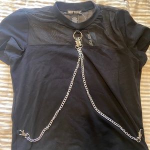 Never Worn Short Sleeve Top/ Mesh & Chains Attache